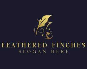 Calligraphy Feather Quill logo design