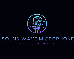 Microphone Neon Broadcast logo design