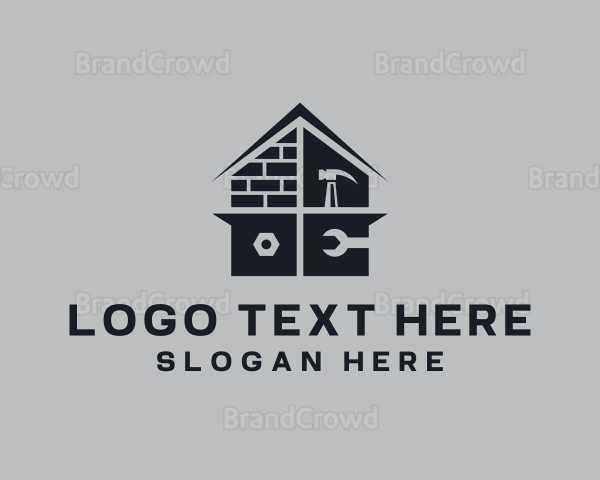 Brick Home Construction Logo