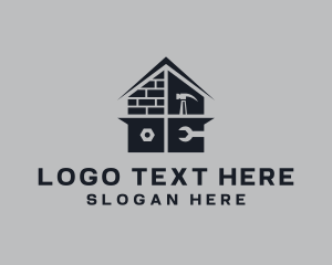 Roofing - Brick Home Construction logo design