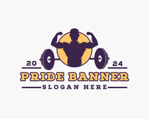 Muscle Man Barbell  logo design