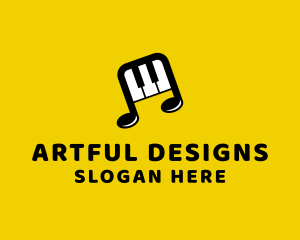 Piano Music Note logo design