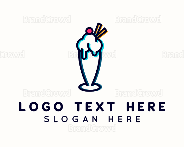 Ice Cream Milkshake Glitch Logo