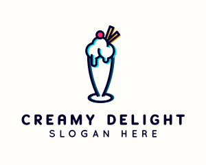 Milkshake - Ice Cream Milkshake Glitch logo design