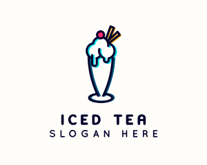 Ice Cream Milkshake Glitch logo design