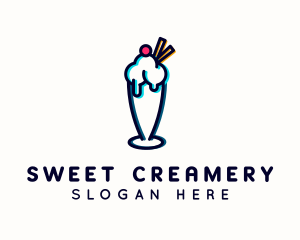 Ice Cream Milkshake Glitch logo design