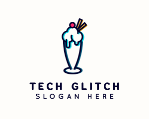 Ice Cream Milkshake Glitch logo design