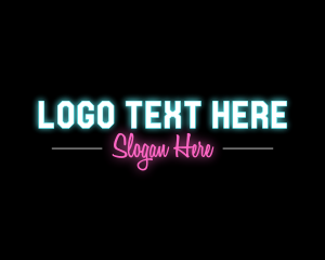Night Beach - Bright Neon Wordmark logo design