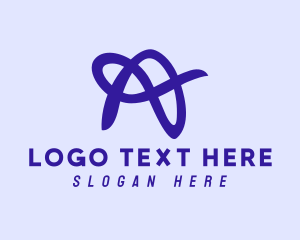 Ribbon - Violet Cursive Letter A logo design