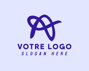 Ribbon - Violet Cursive Letter A logo design