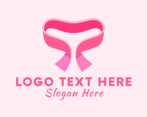 Beauty Clinic - Pink Heart Ribbon logo design