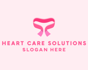 Pink Heart Ribbon logo design