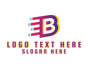 Glitchy - Speedy Motion Letter B logo design