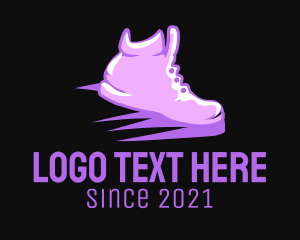 킥 - 보라색 운동화 부티크 로고 디자인