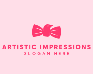 Pink Bow Tie Bird logo design