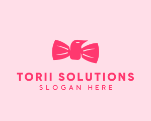 Pink Bow Tie Bird logo design