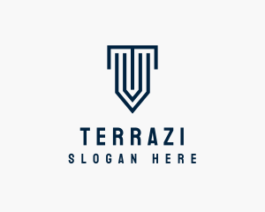 Column Shield Letter T logo design