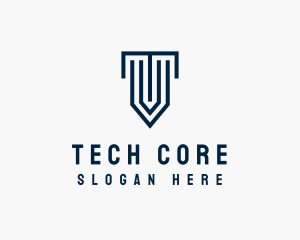 Column Shield Letter T logo design