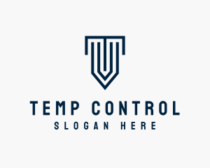 Column Shield Letter T logo design