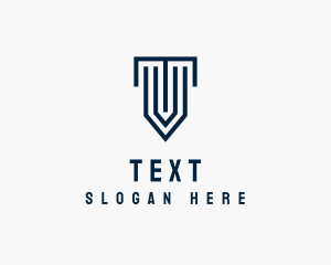 Column Shield Letter T logo design