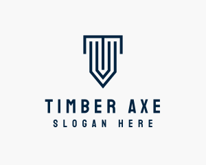 Column Shield Letter T logo design