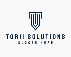 Column Shield Letter T logo design