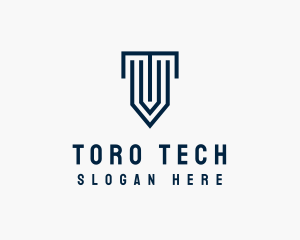 Column Shield Letter T logo design