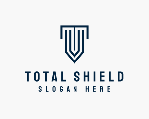 Column Shield Letter T logo design