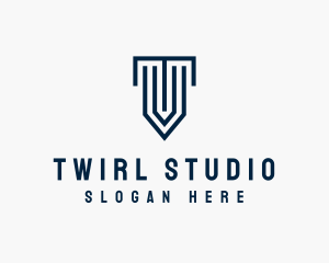 Column Shield Letter T logo design