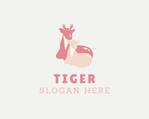 Petting Zoo - Mother and Baby Deer logo design