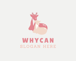 Baby Animals - Mother and Baby Deer logo design