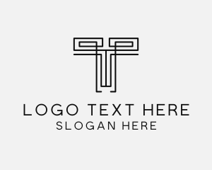 Line - Line Maze Decor Letter T logo design
