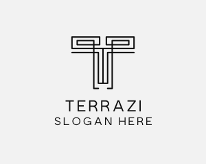 Line Maze Decor Letter T logo design