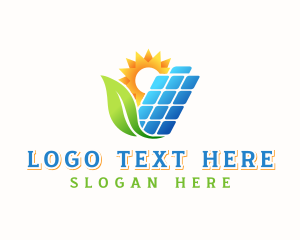 Electrical - Solar Panel Battery Leaf logo design