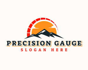 Gauge - Mountain Speedometer Sunset logo design