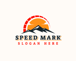 Mountain Speedometer Sunset logo design