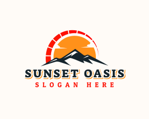 Mountain Speedometer Sunset logo design