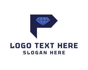 Text - Modern Diamond Crystal Letter P logo design