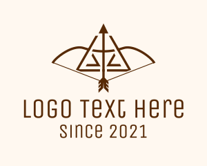 Hunter - Wooden Bow & Arrow logo design