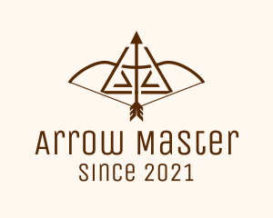 Archery - Wooden Bow & Arrow logo design