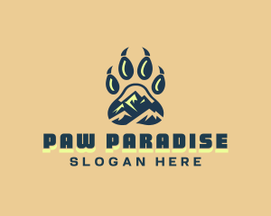 Wild Mountain Animal Paw logo design