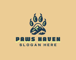 Wild Mountain Animal Paw logo design