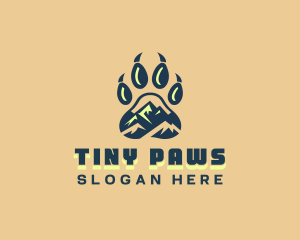 Wild Mountain Animal Paw logo design