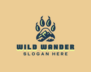 Wild Mountain Animal Paw logo design