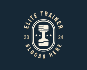 Hipster Gym Dumbbell  logo design