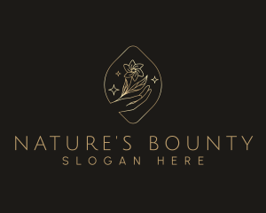 Hand Nature Flower logo design