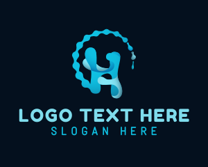 Hydraulic - Liquid Water Letter H logo design