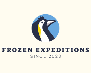 Antarctica - King Penguin Crown logo design