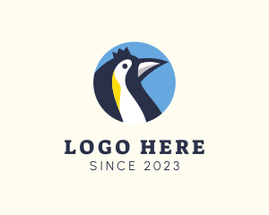 Wildlife Center - King Penguin Crown logo design