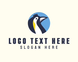 Zoo - King Penguin Crown logo design